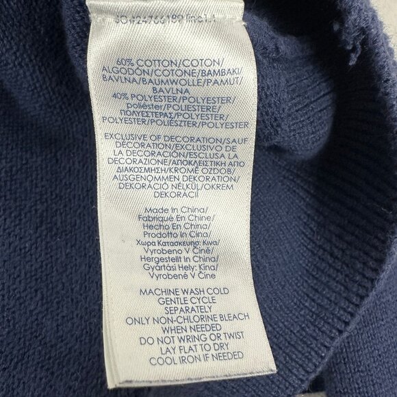 Chaps Mens Navy Blue Half Zip Pullover Sweater Size XXL Cotton Blend Ribbed Knit - Picture 5 of 7